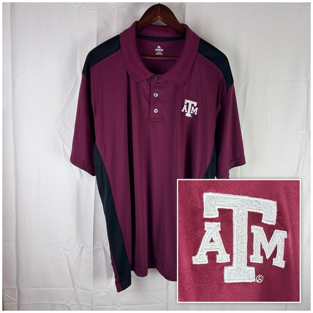 TEXAS A&M Aggies Logo Mens Maroon Short Sleeve Golf Polo Shirt 2XL KA Knights‎